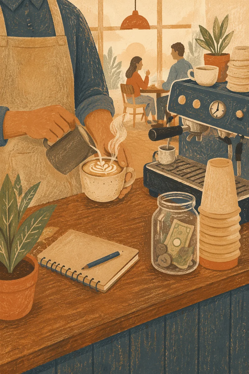 Cozy Morning Cafe Barista Counter