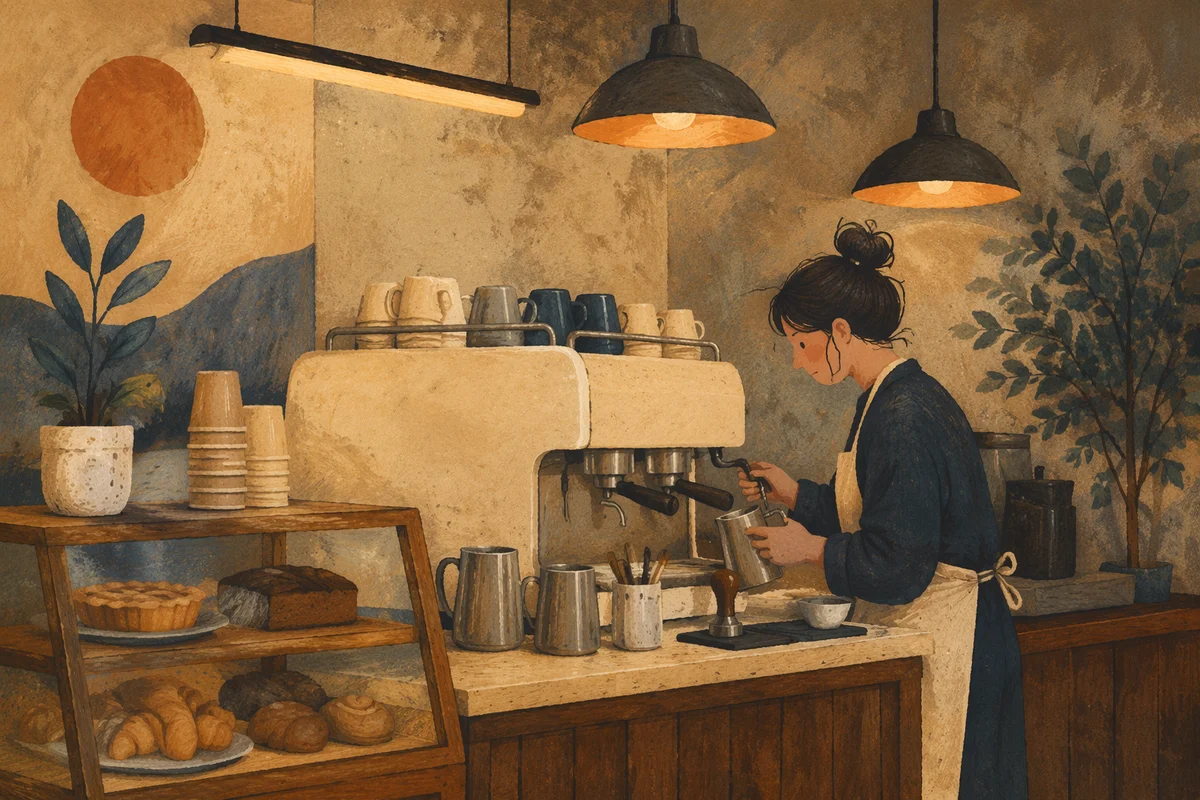 Cozy Morning Barista Counter in Independent Cafe