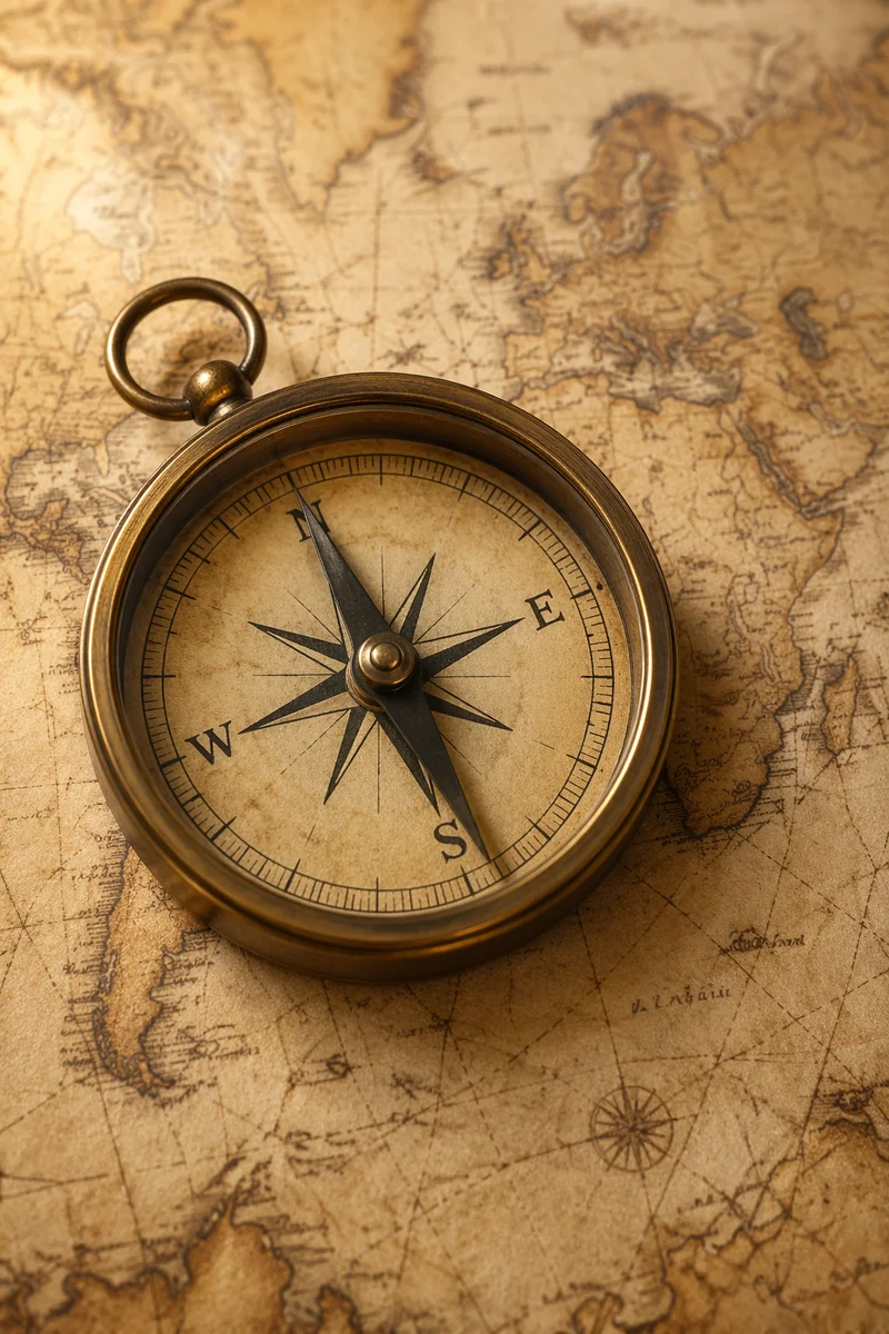 Vintage Compass on Map for Business Direction
