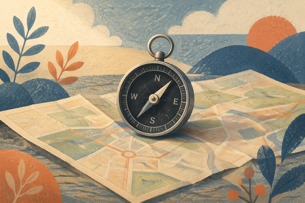 Vintage Compass on Map for Business Direction