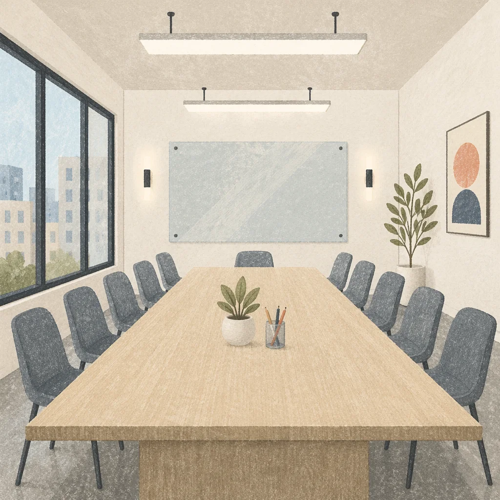 Modern Glass-Walled Conference Room Interior