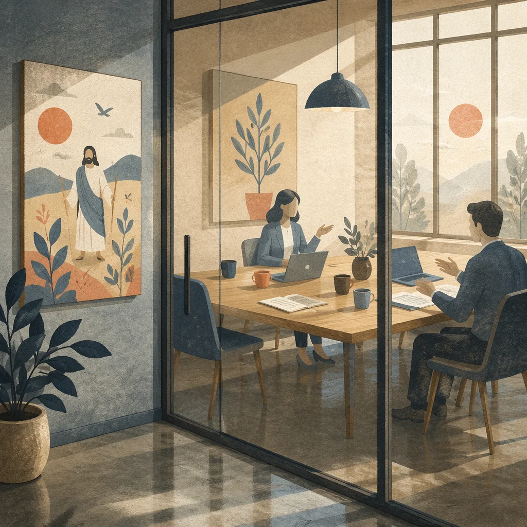 Modern Glass Wall Conference Room Scene