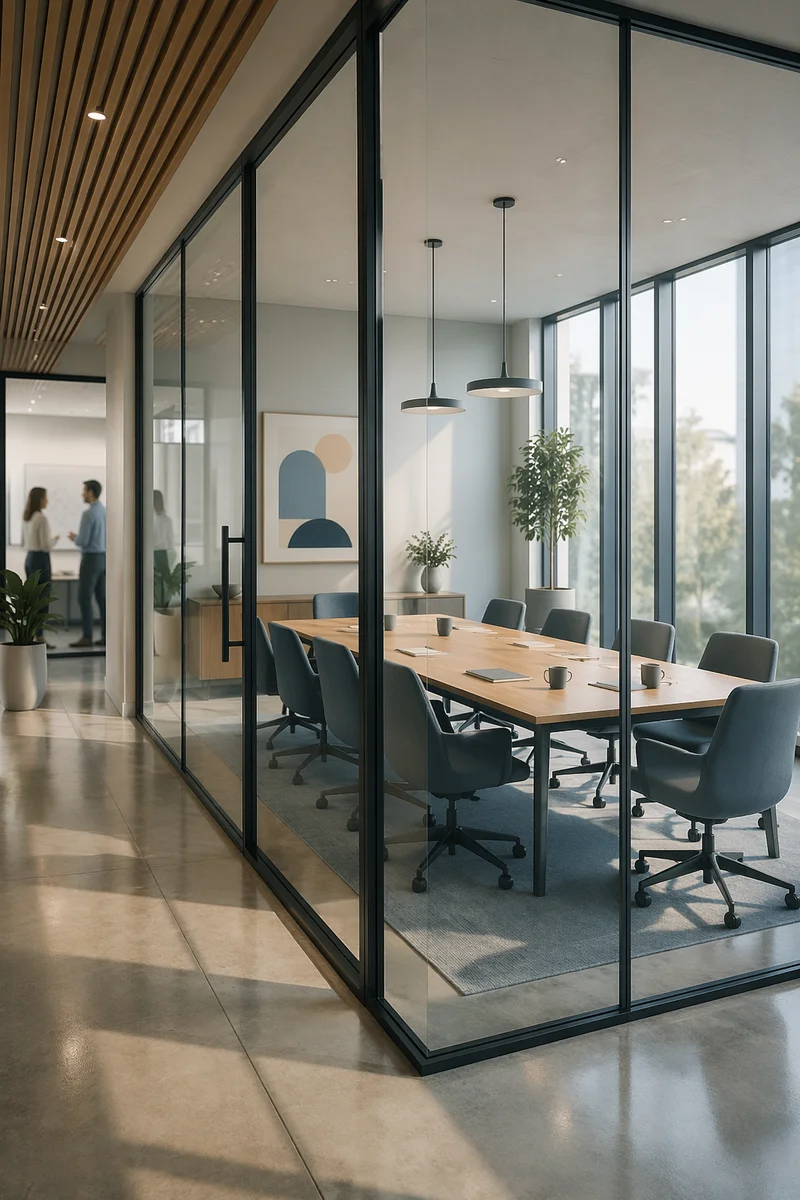 Modern Glass Wall Conference Room Scene