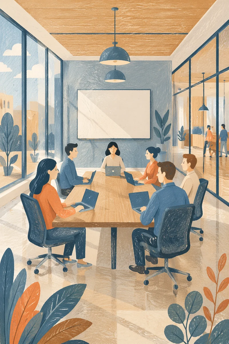 Modern Glass Conference Room with Morning Light