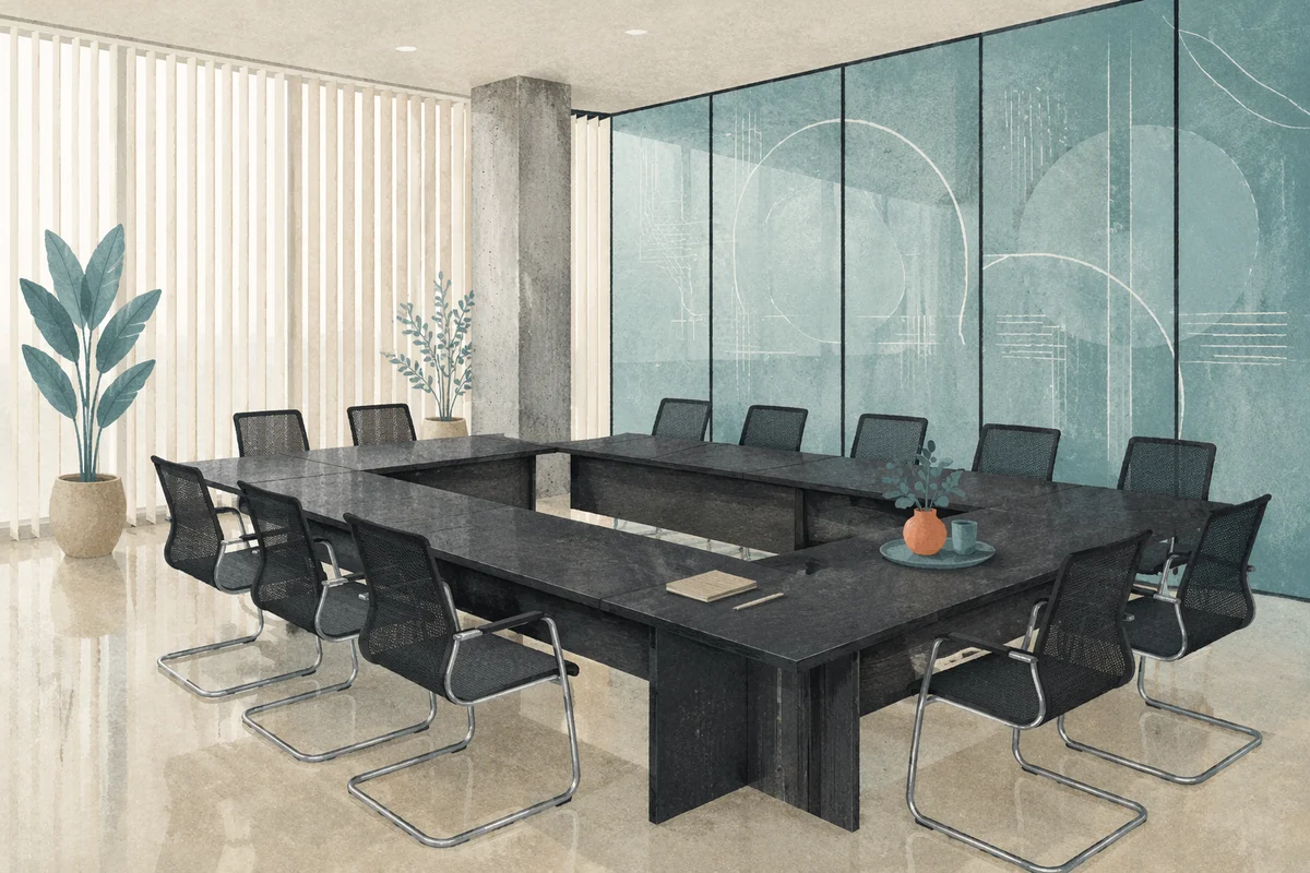 Modern Conference Room with Frosted Glass Wall