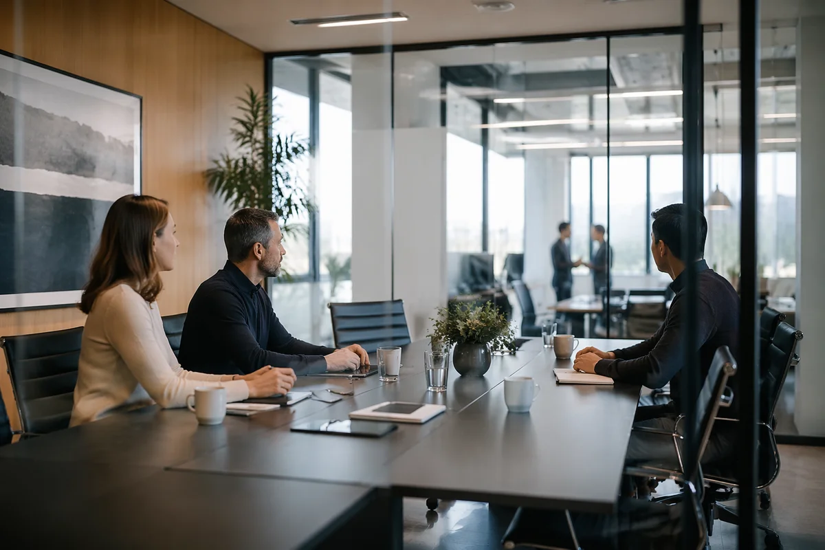 Modern Glass Conference Room Office Scene