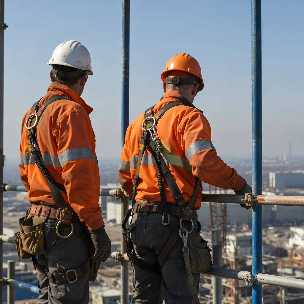 Construction Workers on Elevated Job Site