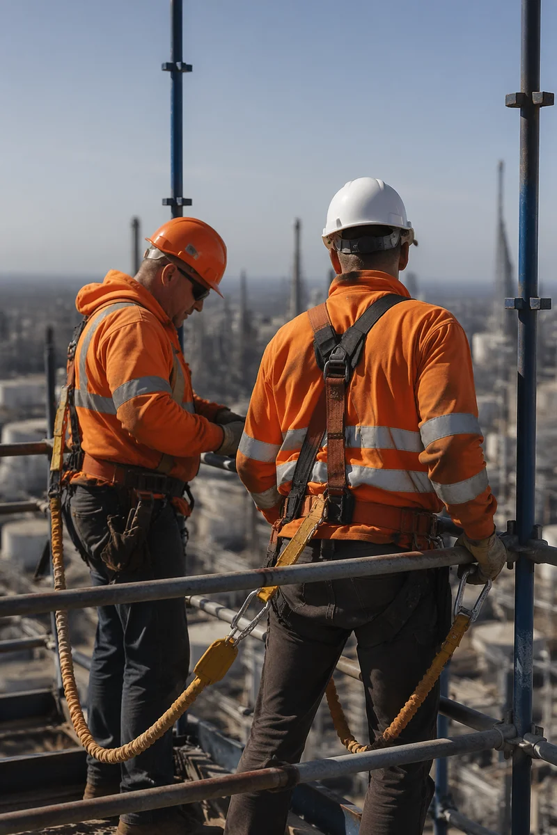 Construction Workers on Elevated Job Site
