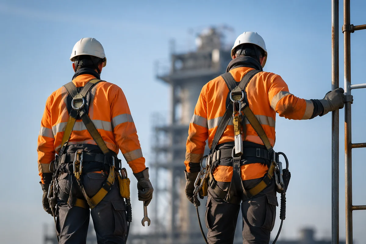 Construction Workers in Safety Harnesses