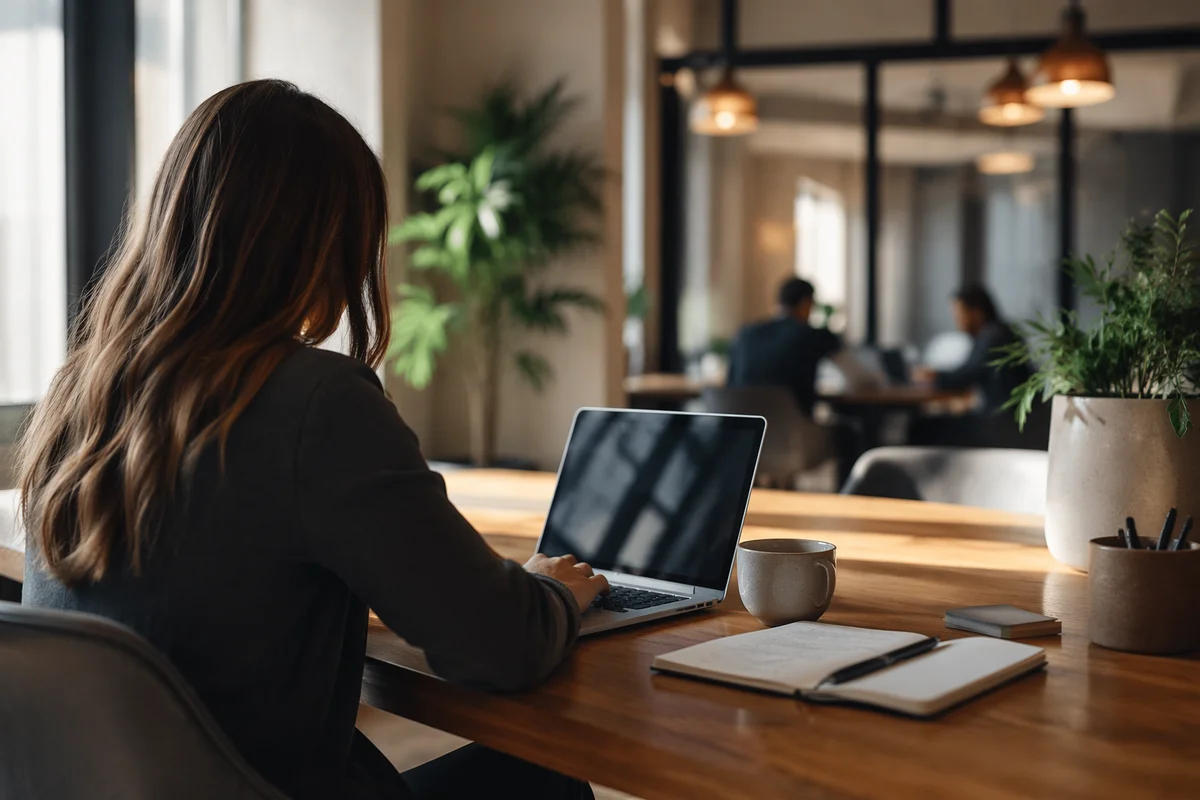 Early Morning Freelancer in Coworking Space