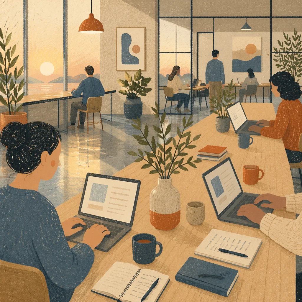 Modern Coworking Office at Sunrise
