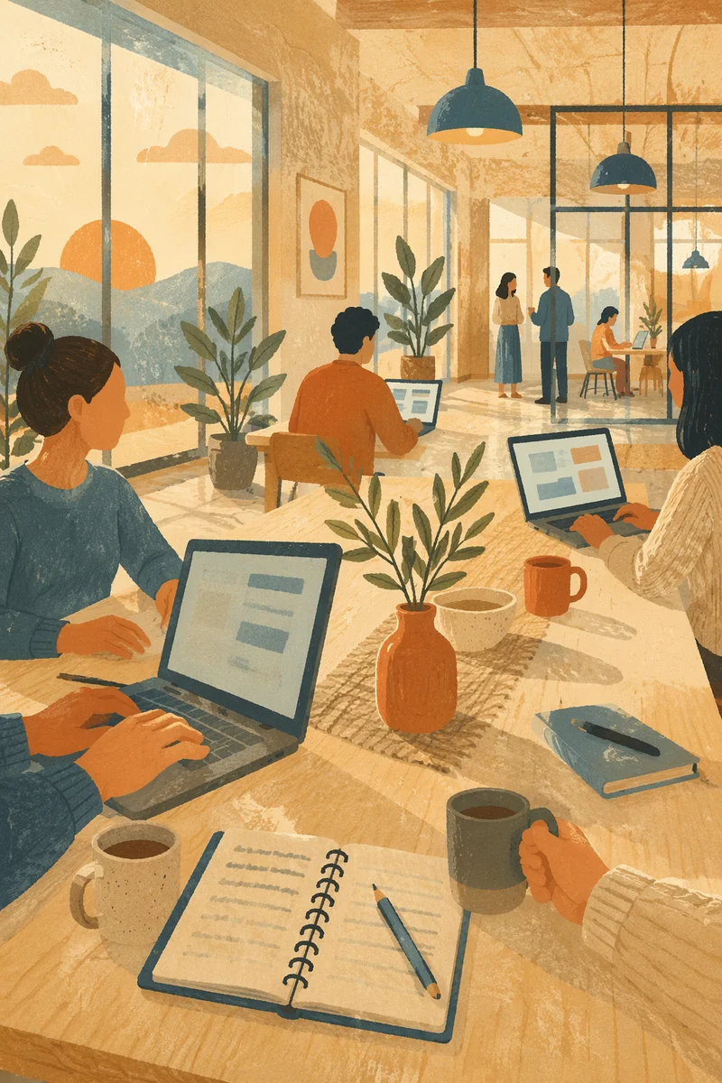 Modern Shared Office at Sunrise