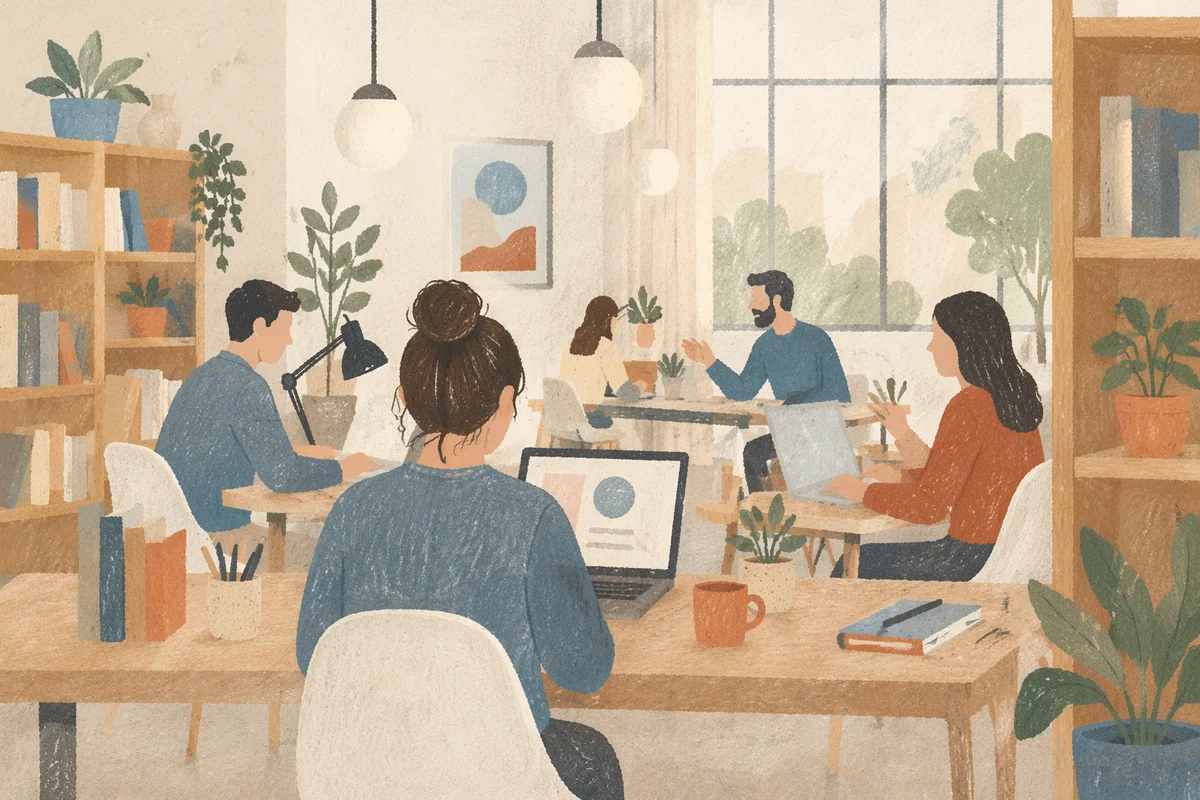 Modern Coworking Team in Shared Office