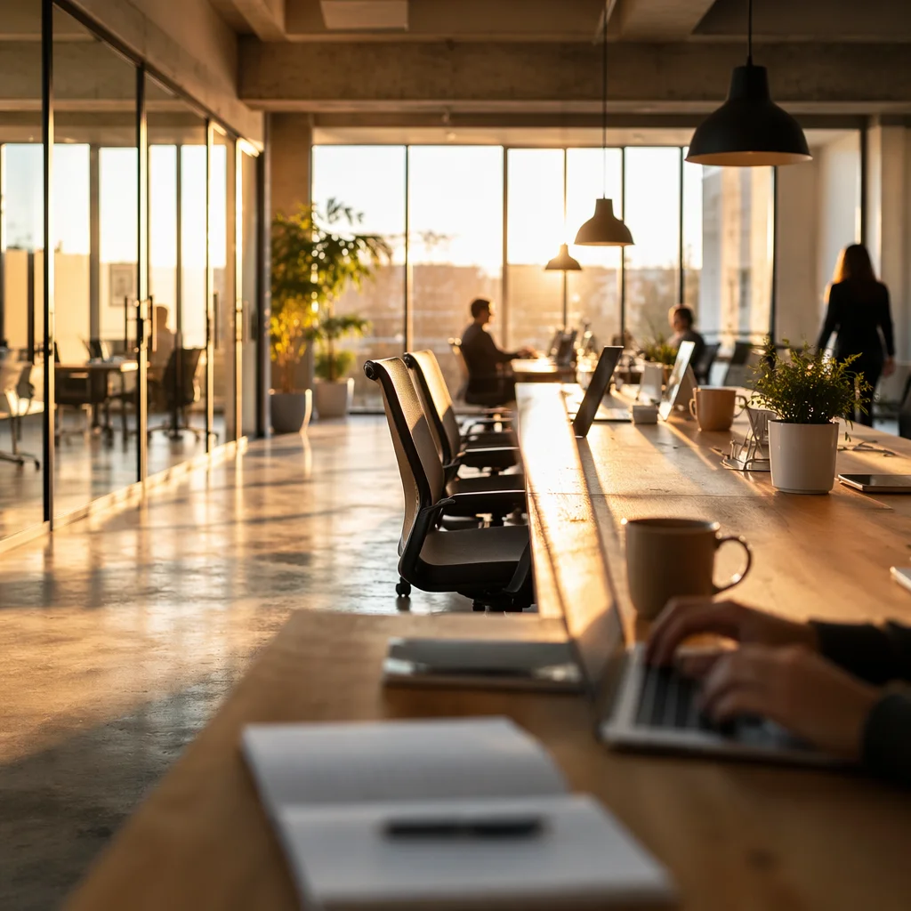 Modern Coworking Space at Sunrise