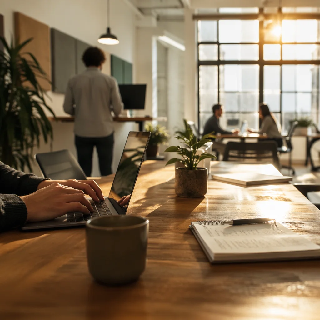 Modern Coworking Space in Morning Sunlight