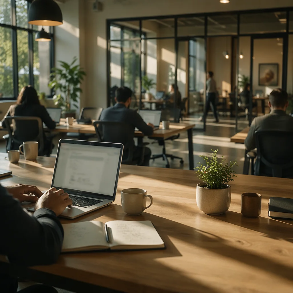 Modern Coworking Space in Morning Light