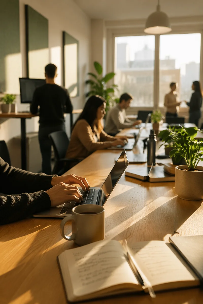 Modern Coworking Office in Morning Sunlight