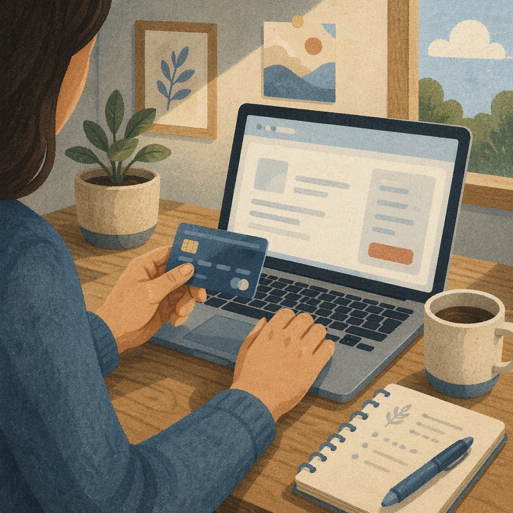 Online Credit Card Purchase at Home Office