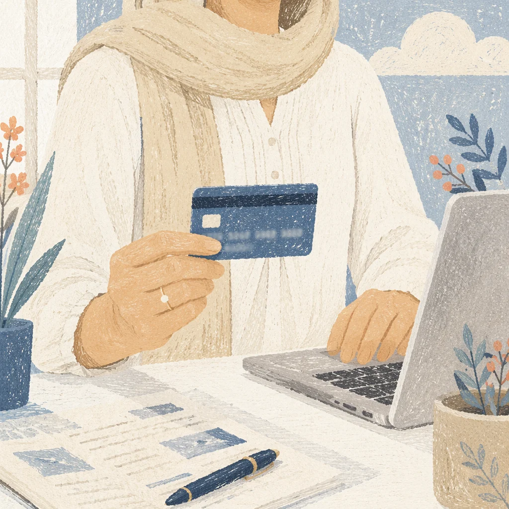 Online Credit Card Purchase at Desk
