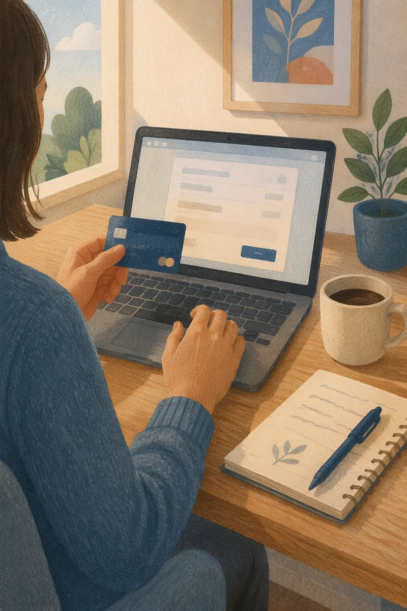 Online Credit Card Purchase at Home Office
