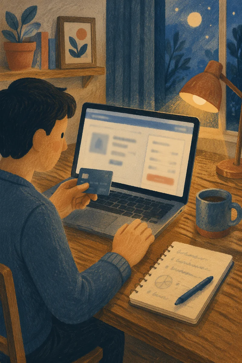 Secure Online Payment at Home Desk
