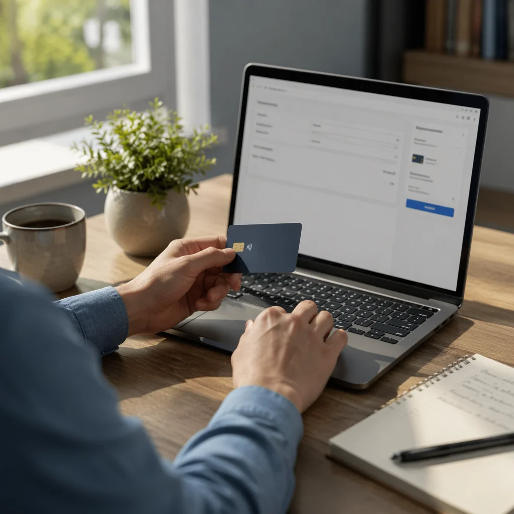 Online Credit Card Purchase at Home Office