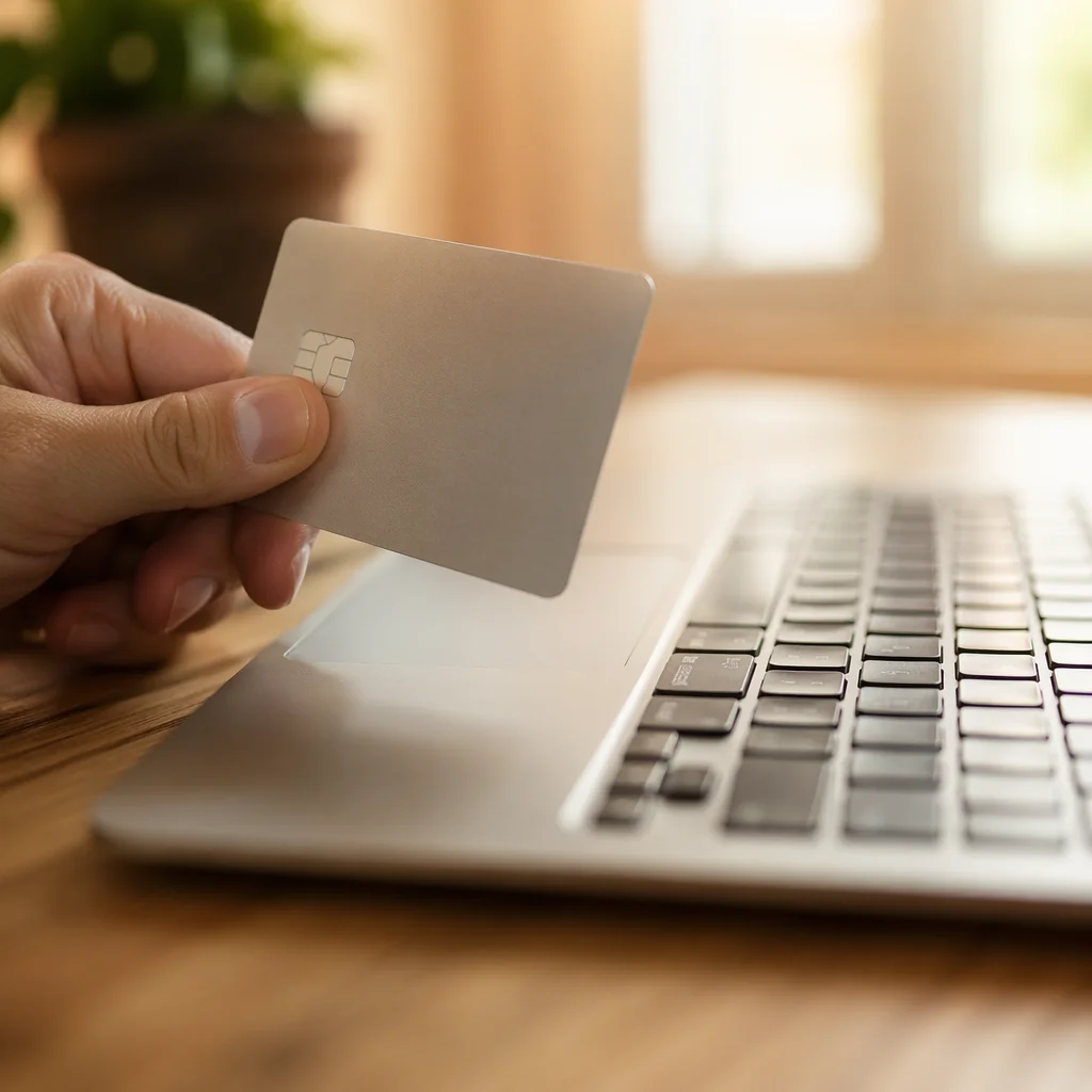 Secure Online Credit Card Purchase Closeup