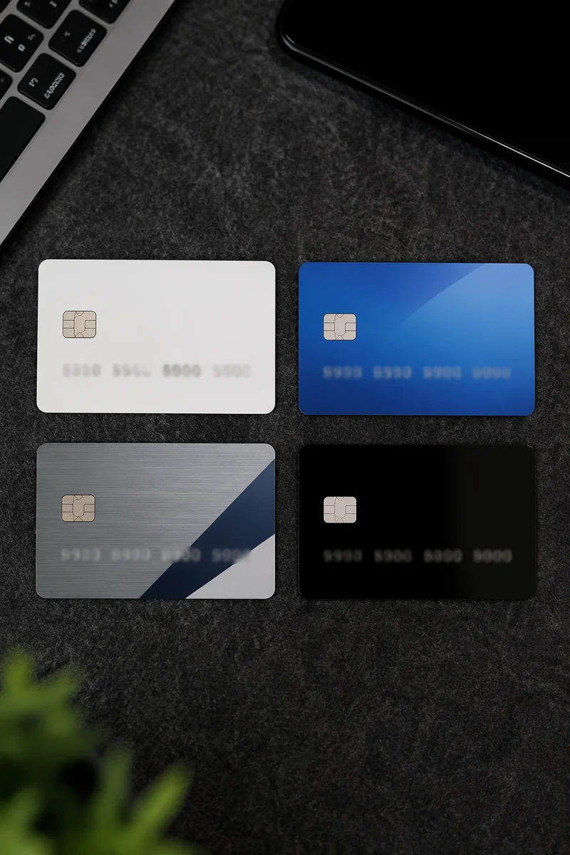 Online Payment Cards on Dark Desk