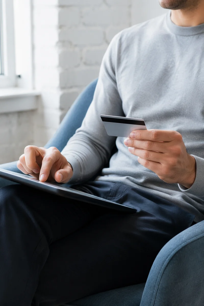 Online Card Payment on Tablet at Home