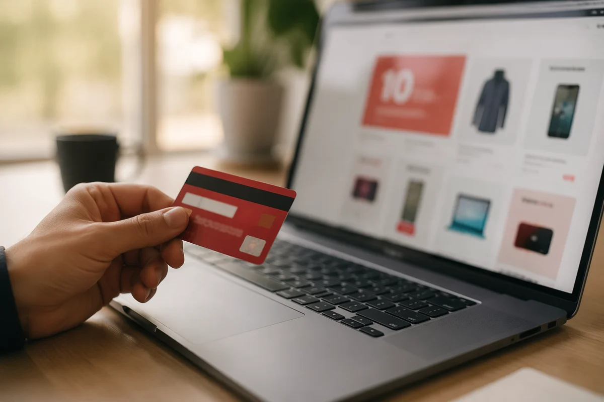 Online Credit Card Purchase on Laptop