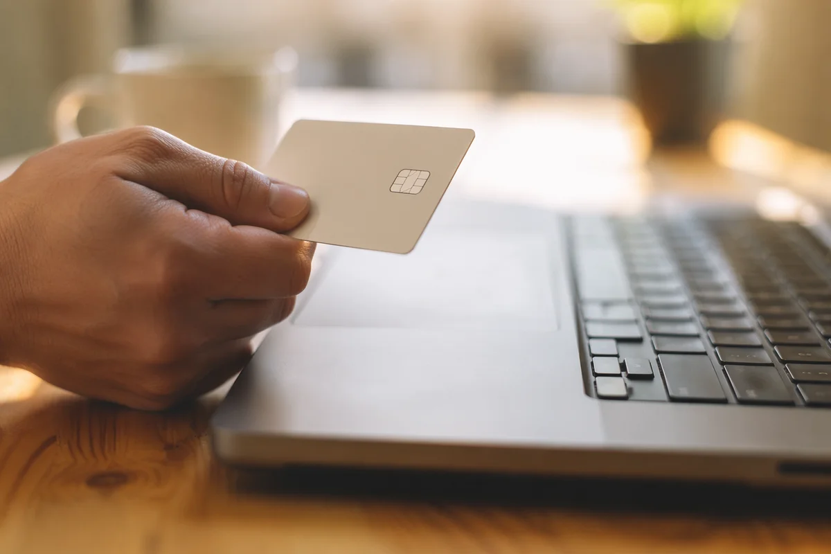 Online Credit Card Payment at Laptop