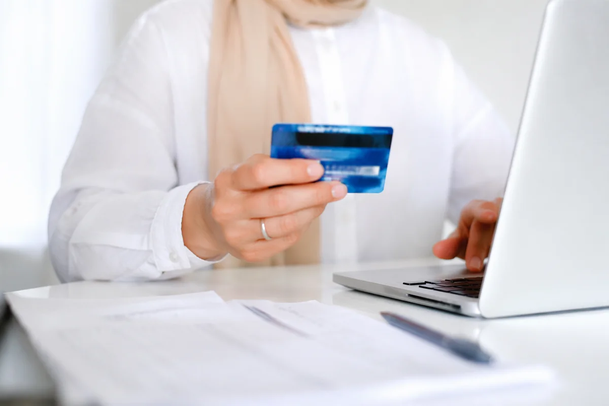 Online Credit Card Purchase at Desk