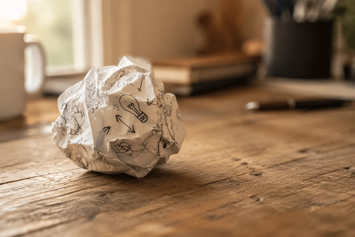 Crumpled Paper Ball for Brainstorming Concepts