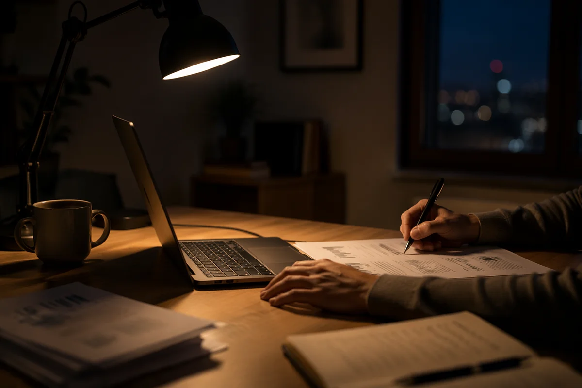 Warm Desk Lamp Evening Workspace Focus