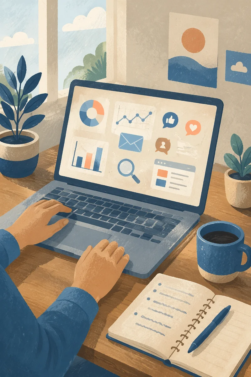 Laptop Digital Marketing Dashboard Workspace Scene