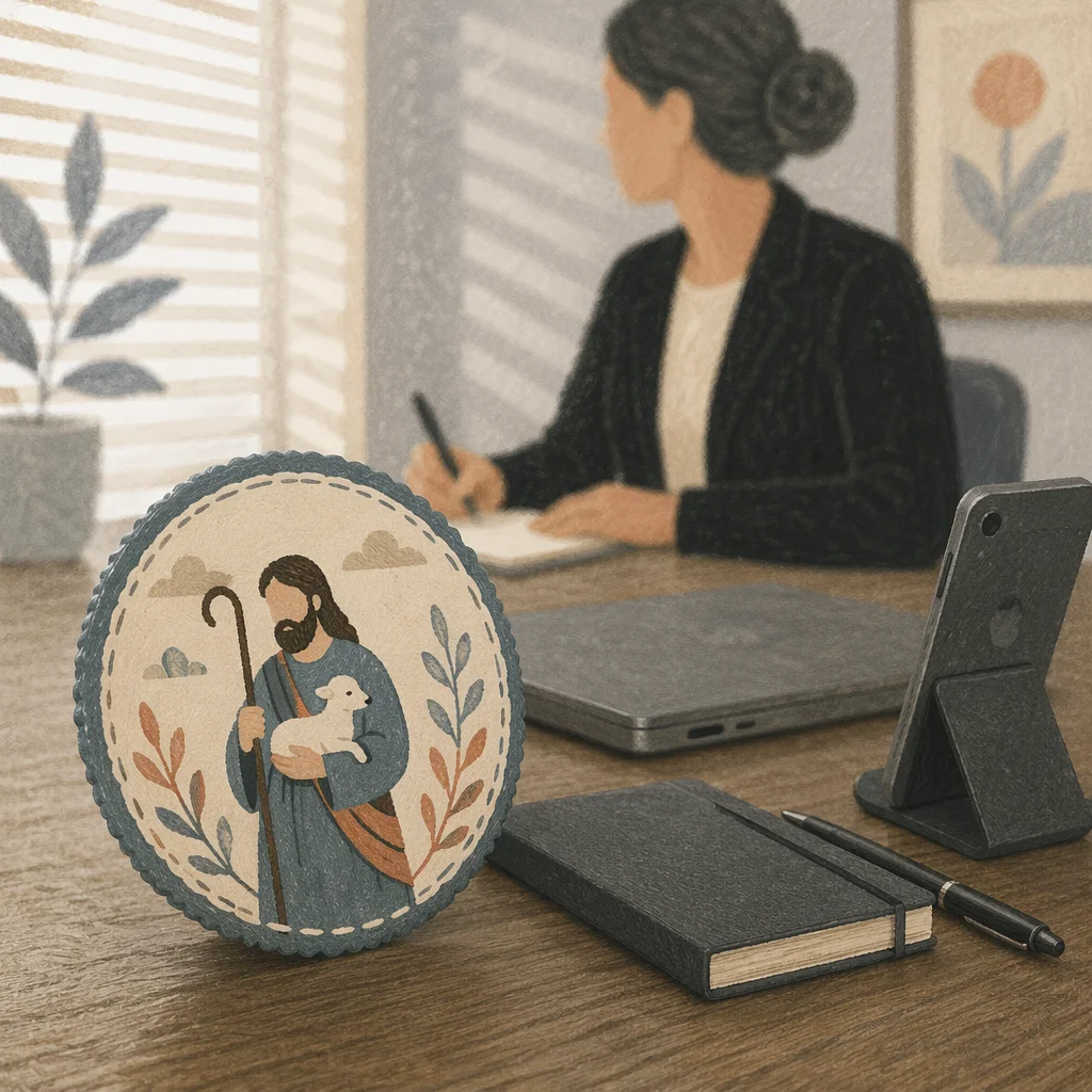 Professional Employee Badge on Office Desk