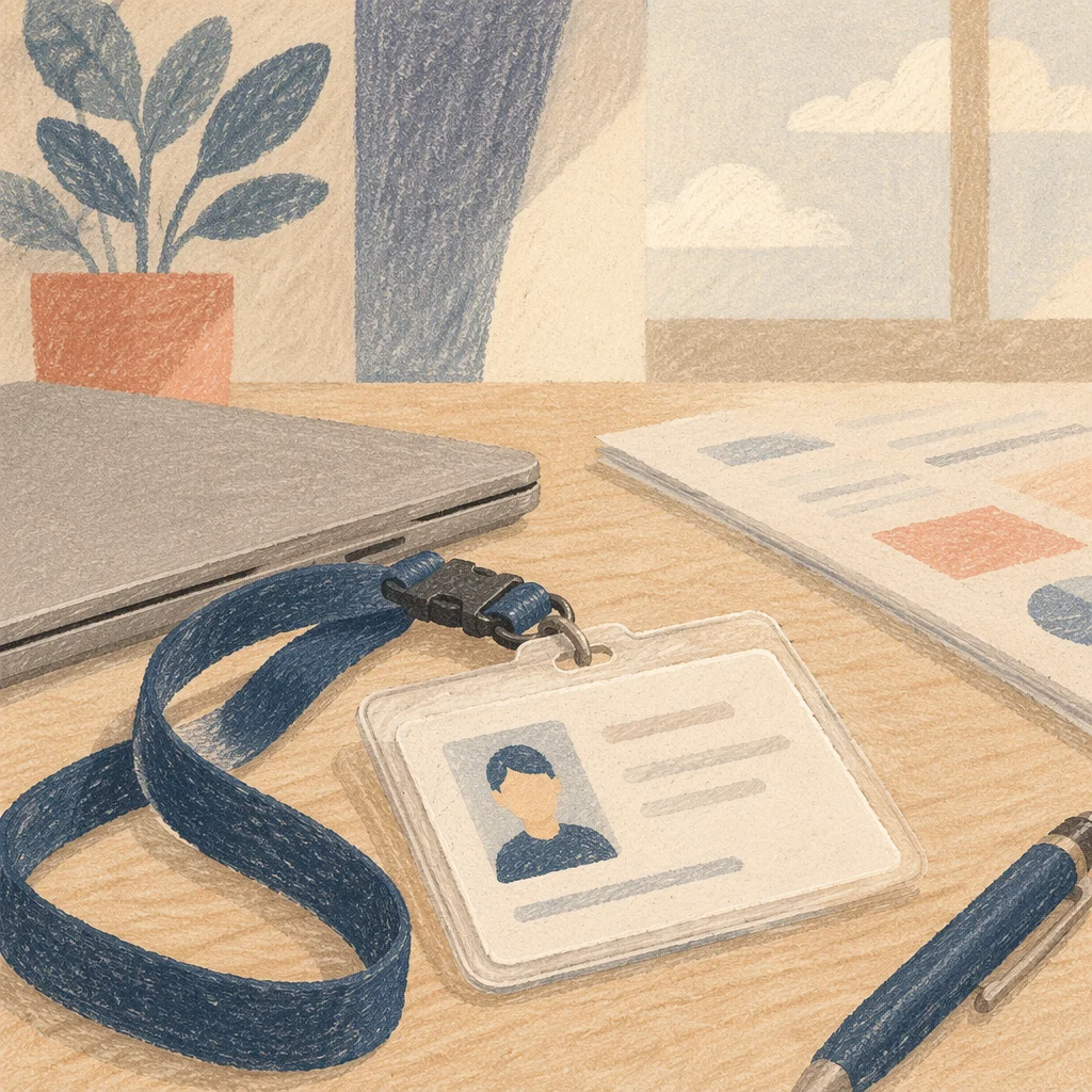 Professional Employee Badge on Office Desk