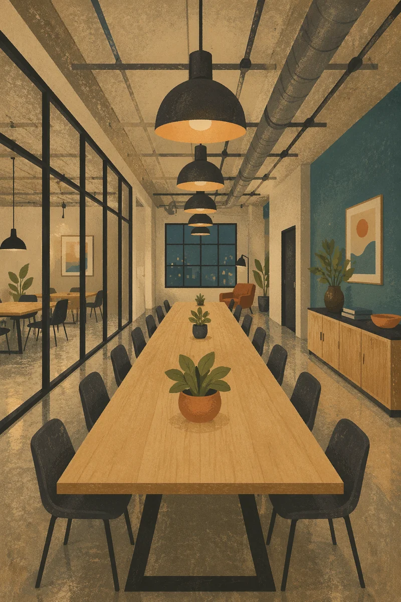 Empty Modern Meeting Room with Long Table