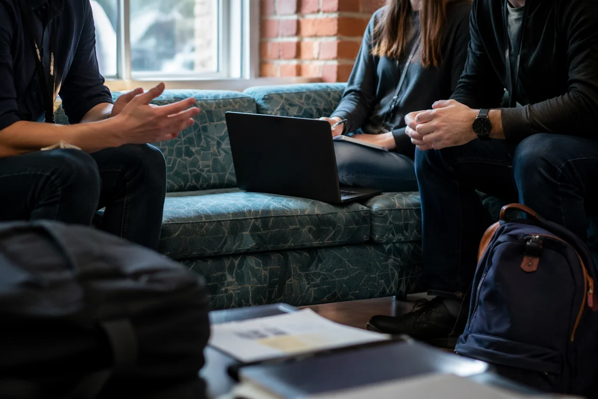 Startup Entrepreneurs Brainstorming in Modern Office Lounge