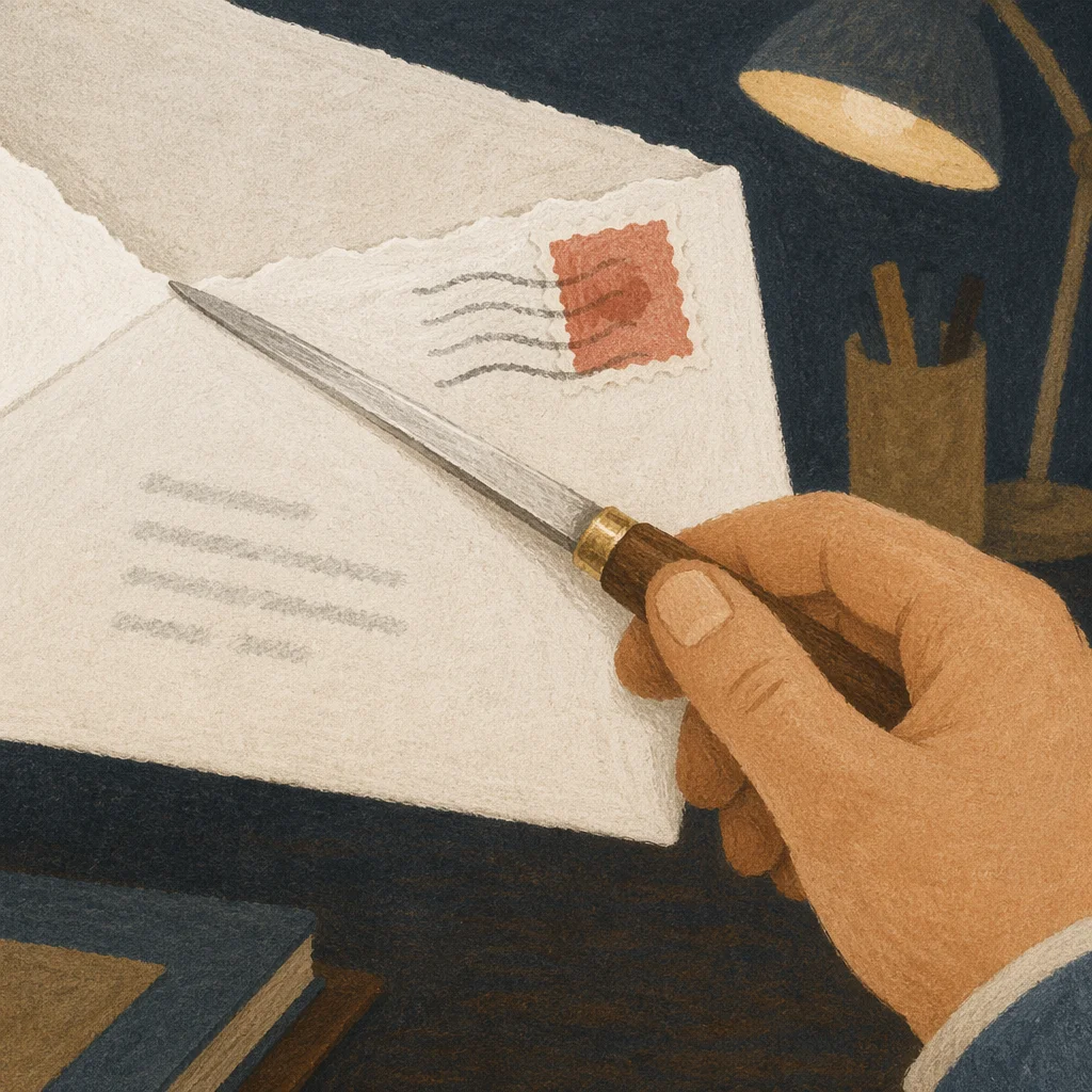 Opening Business Envelope With Letter Opener