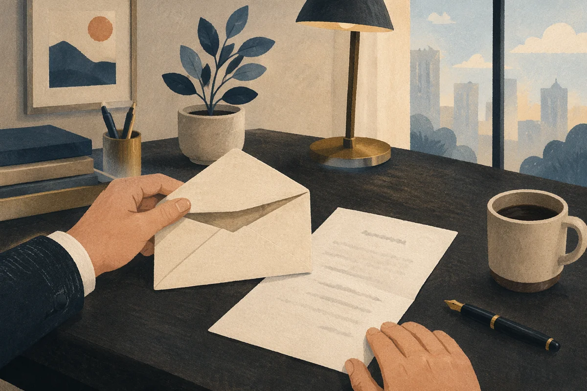 Professional Letter and Envelope on Executive Desk