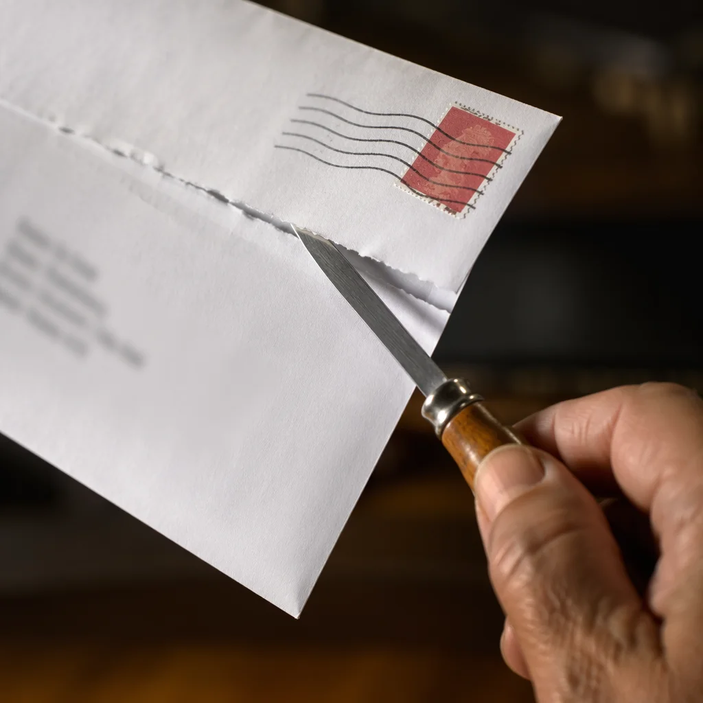 Opening a Business Envelope With Letter Opener