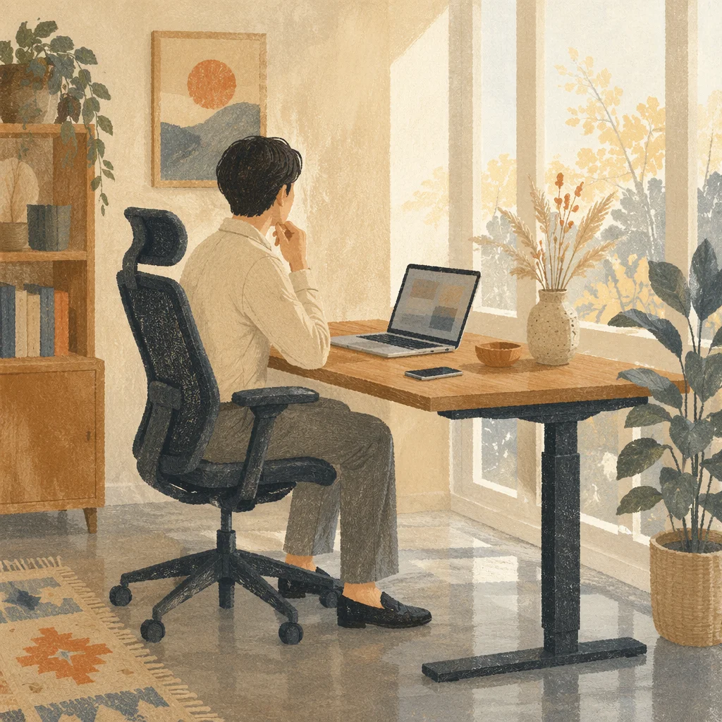 Ergonomic Standing Desk Home Office Scene