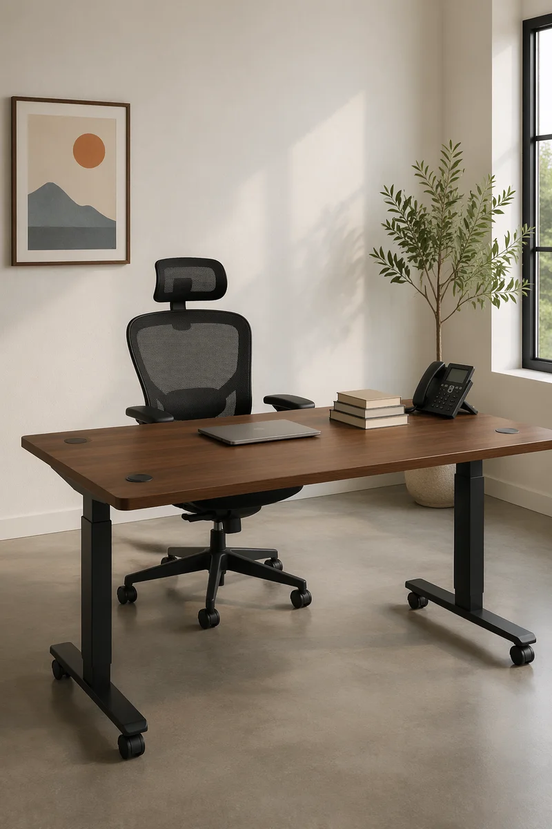 Minimal Standing Desk With Ergonomic Chair