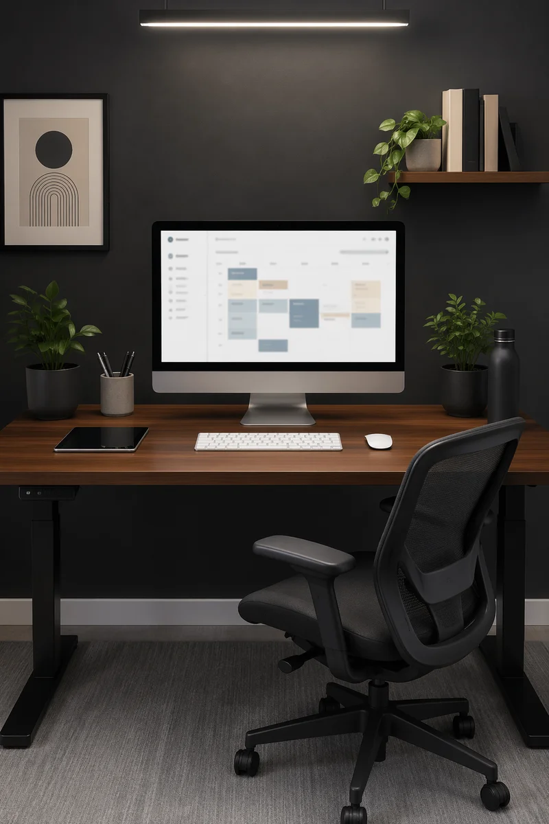 Ergonomic Standing Desk Workstation in Modern Office