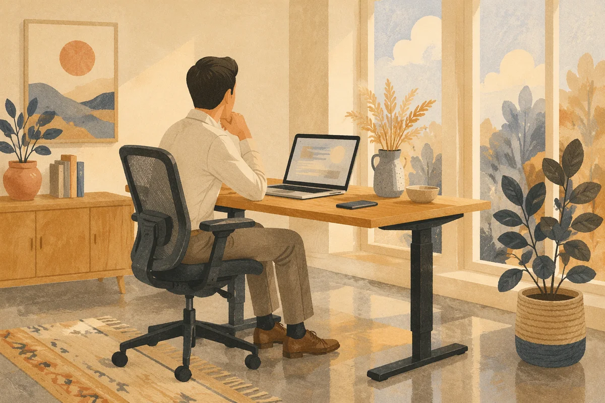 Ergonomic Chair and Standing Desk Workspace