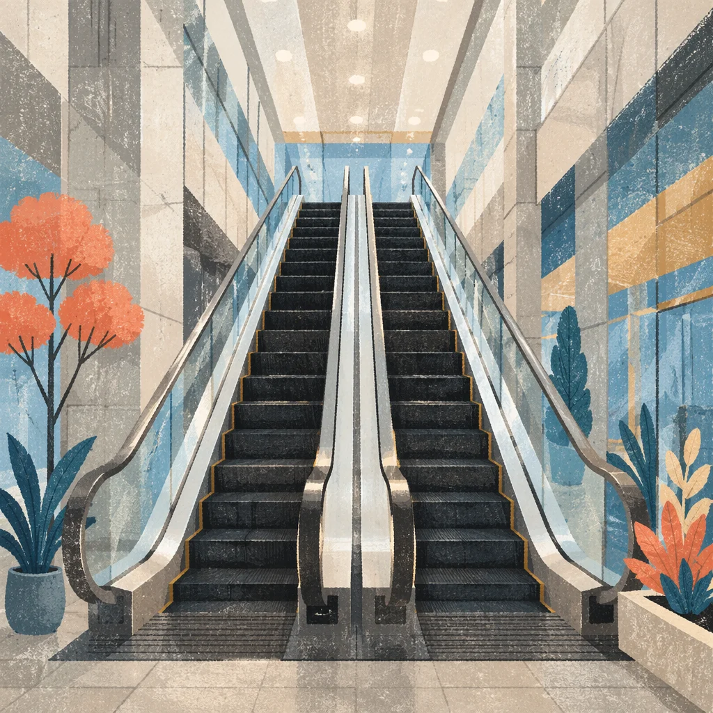 Upward Escalators in Modern Business Atrium