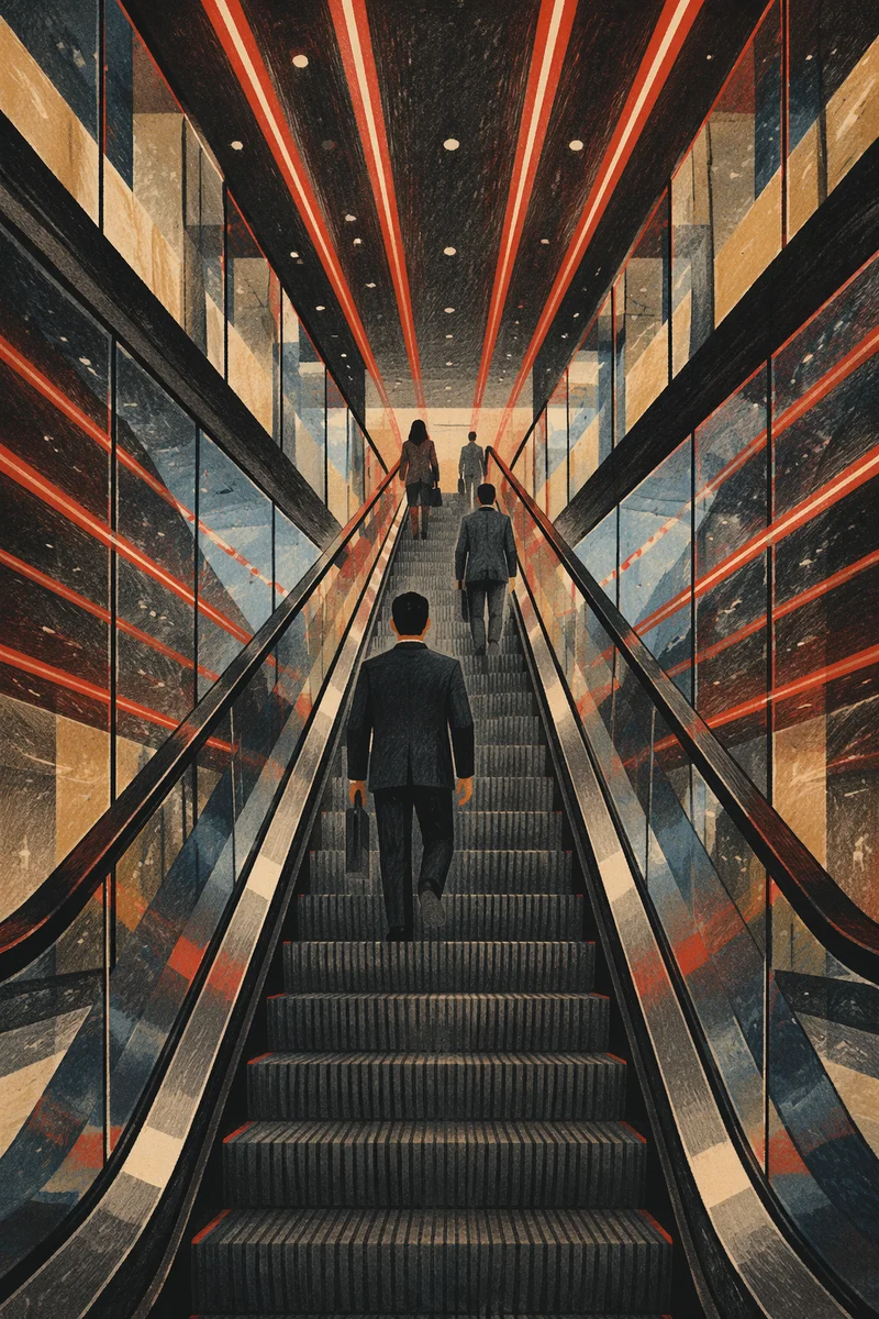 Modern Escalator Rising Toward Business Success