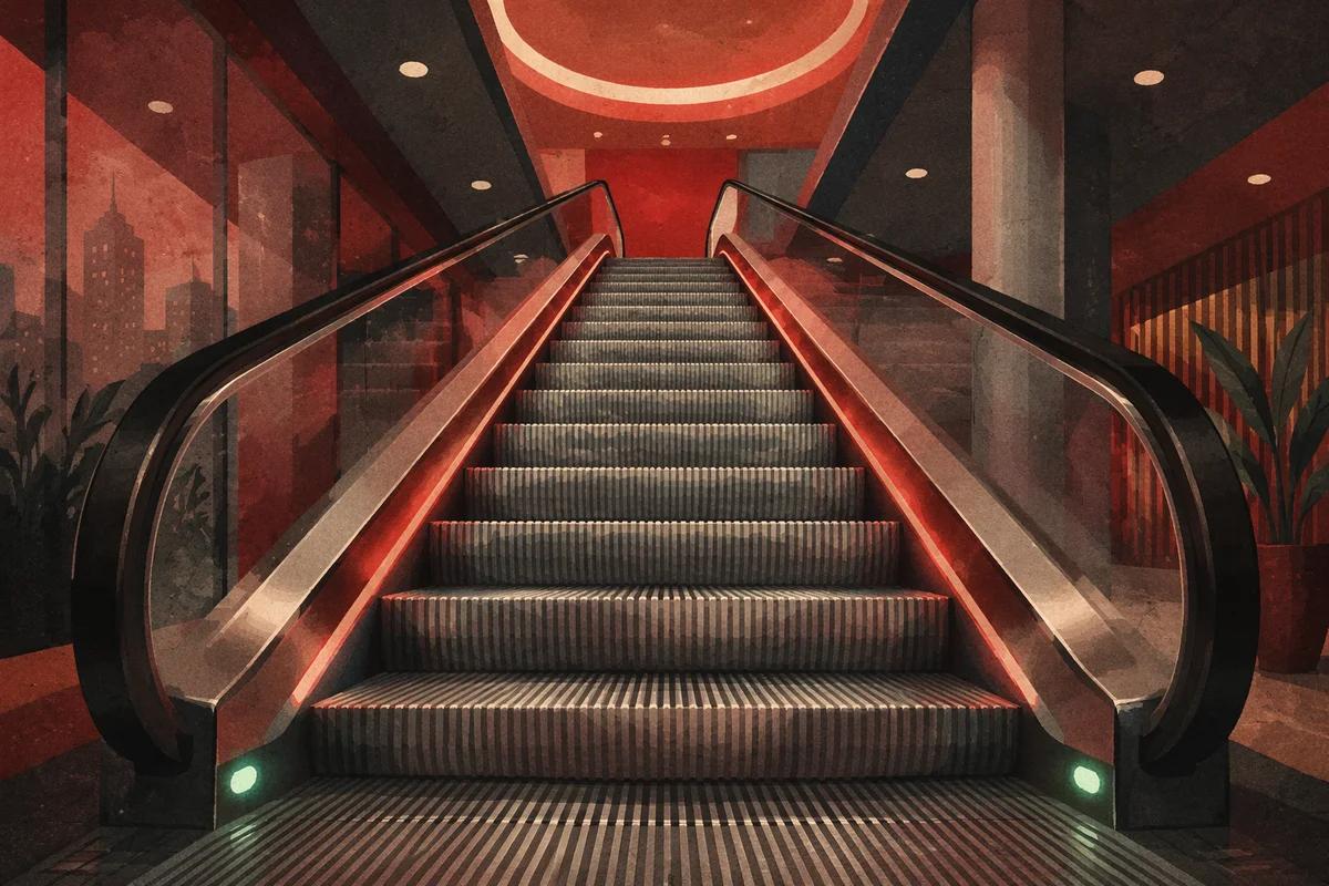 Modern Escalator Rising Toward Business Progress