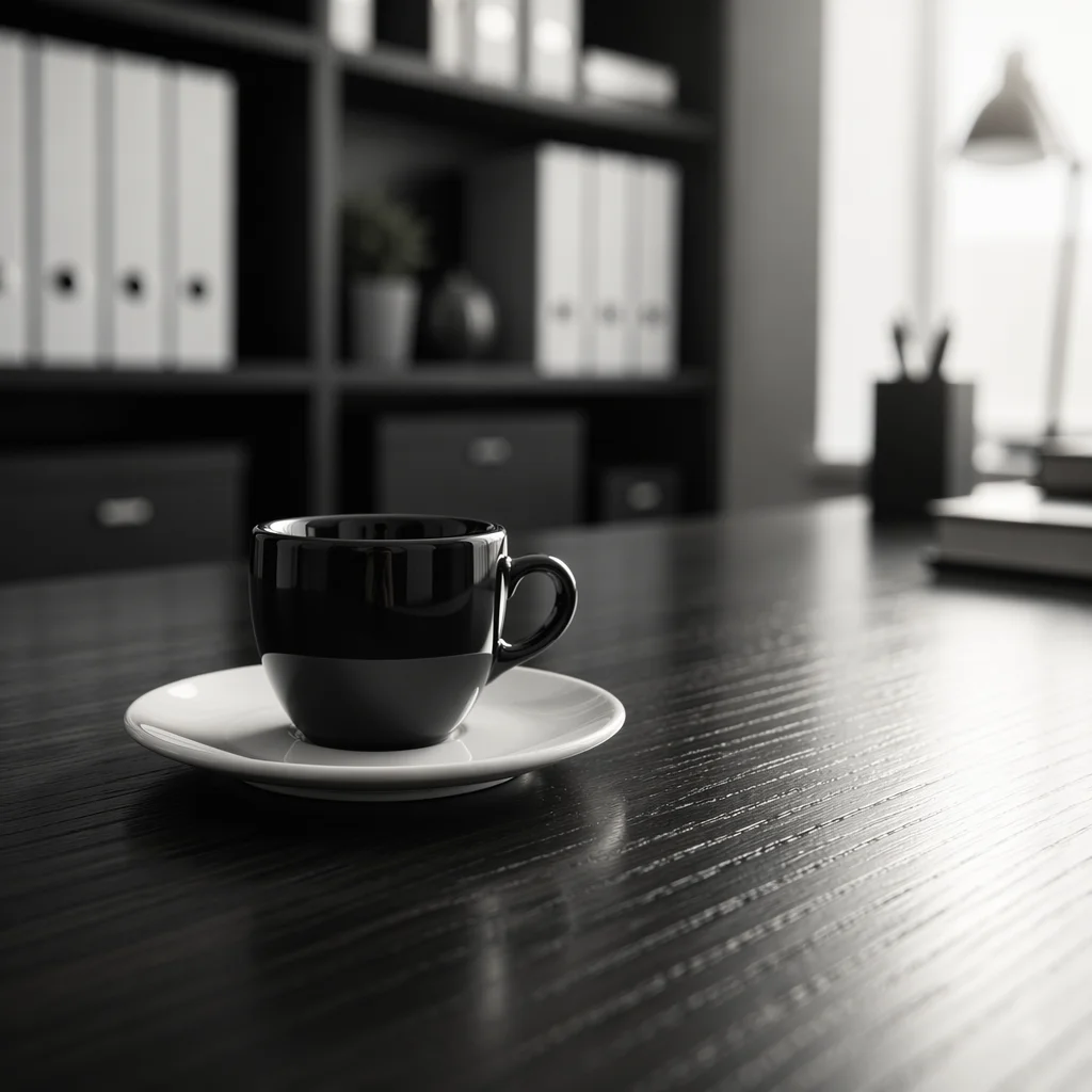 Elegant Espresso Cup on Office Desk